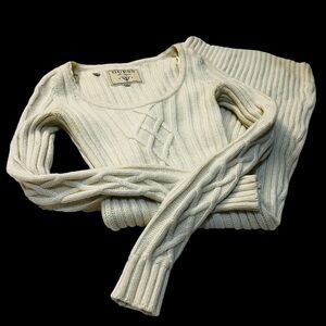 GUESS Sweater Dress - Mini - Knit - Cream - Long Sleeve - Rabbit Hair - XS Women